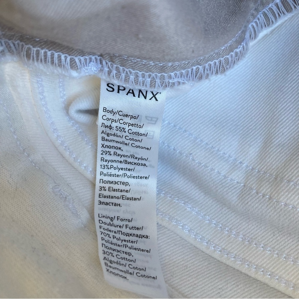 🥥 SPANX White High Rise Cropped Wide Leg Pants Ankle Length L - Picture 11 of 11